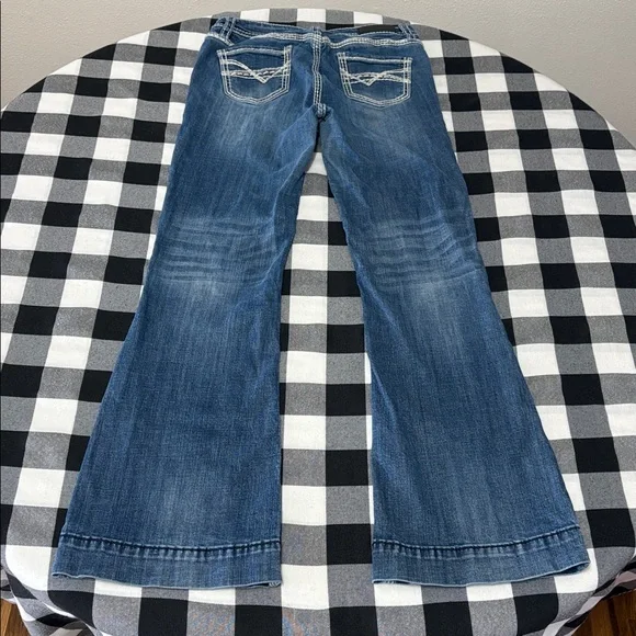 Rock & Roll Denim Mid Rise Trouser Cowgirl Bootcut Flare Jeans 28 x 32 Stretch - Picture 10 of 11